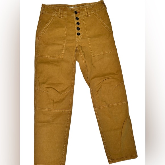 Anthropologie The Wanderer Crop Pant High Rise Button Mustard - Picture 1 of 9
